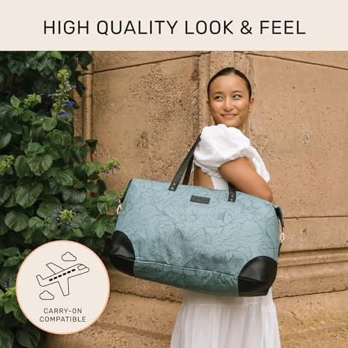 Jadyn Luna Women's Weekender Bag and Travel Duffel, Large 37 Liter Capacity (Sage Flora) | Durable Polyester & Vegan Leather thumbnail 3