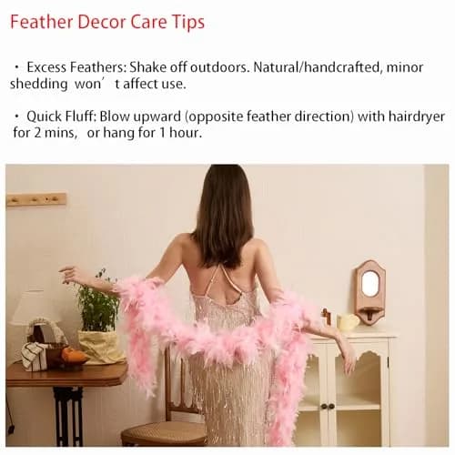 Happy Feather 100g Feather Boa for DIY Craft, Party, Halloween | Light Pink, 70.9 inches thumbnail 2