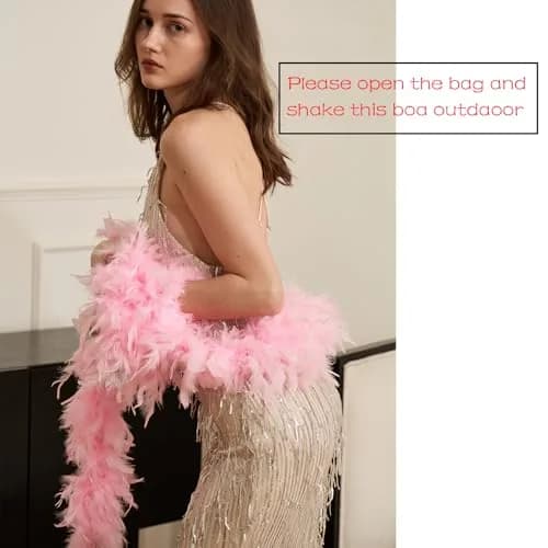 Happy Feather 100g Feather Boa for DIY Craft, Party, Halloween | Light Pink, 70.9 inches thumbnail 3