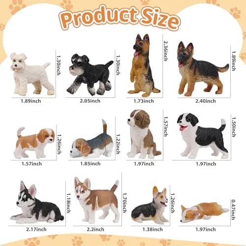 EYSCOTA 12PCS Dog Figurines Playset, Realistic Detailed Plastic Puppy Figures, Hand Painted Mini Dog Figures Toy Set Cake Toppers Easter Egg Birthday Gift for Kids Toddlers thumbnail 3