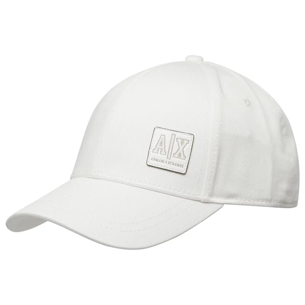 Armani Exchange Logo Baseball Hat Off White One Size | Adjustable Cotton Cap for Men