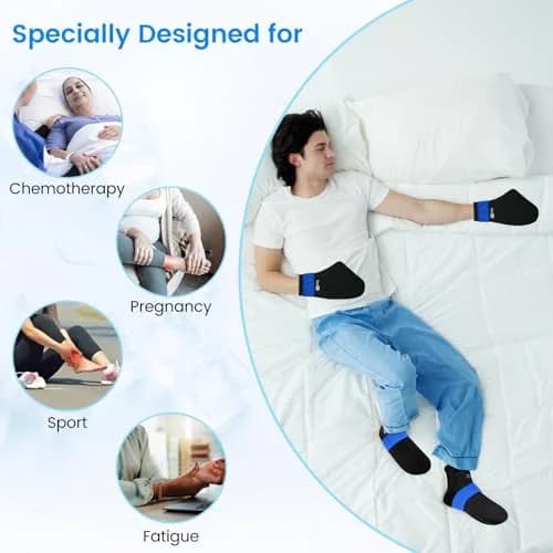 SUZZIPAD Cold Therapy Socks and Gloves Set Black L | Dual-Layer Chemo Gloves & Foot Ice Pack Wraps for Neuropathy Relief thumbnail 2