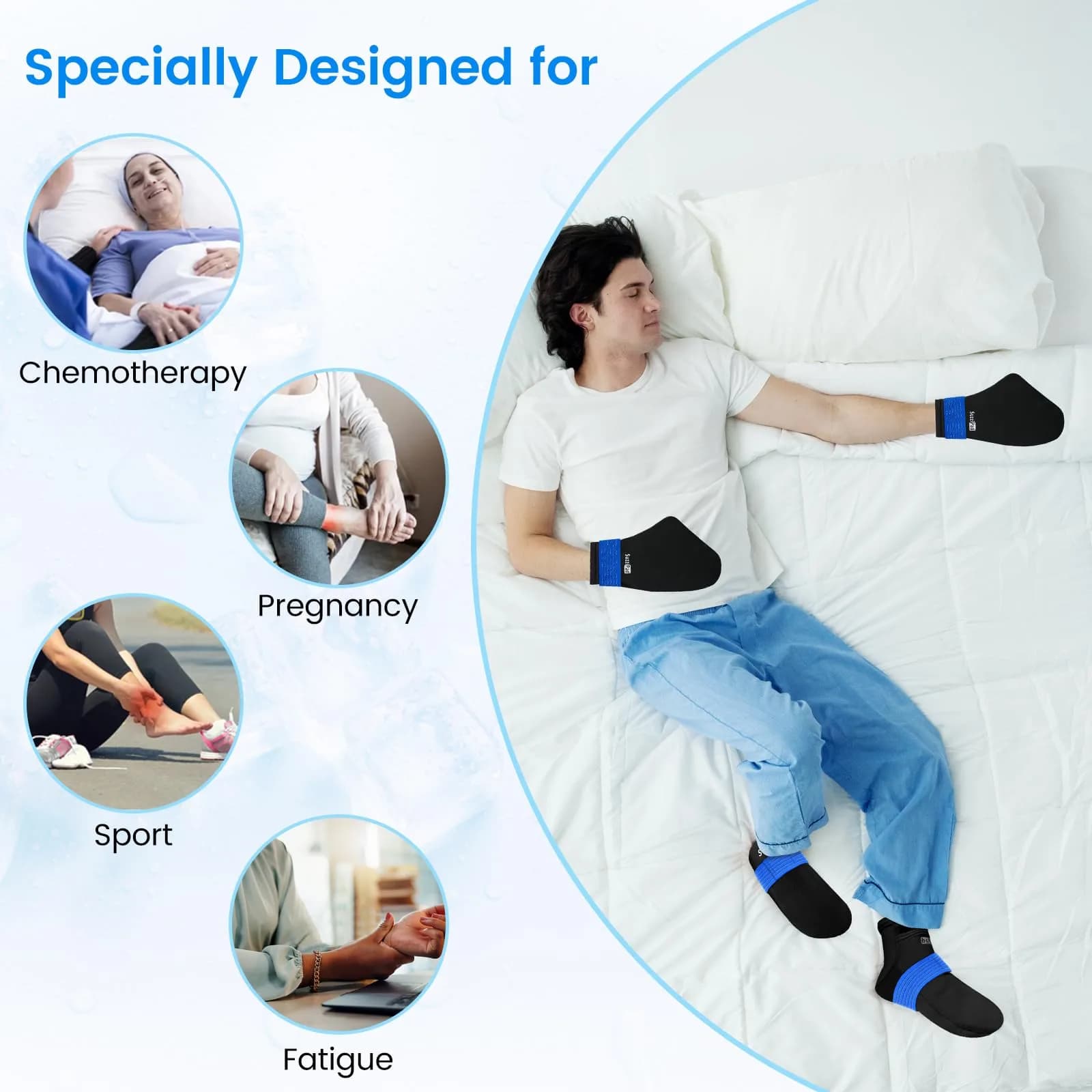 SUZZIPAD Cold Therapy Socks and Gloves Set Black L | Dual-Layer Chemo Gloves & Foot Ice Pack Wraps for Neuropathy Relief - view 2
