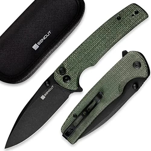 SENCUT Sachse Button Lock Pocket Knife 3.47" 9Cr18MoV Blade | Ambidextrous, Reversible Deep Carry Clip thumbnail 1