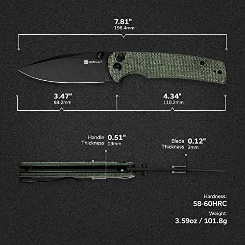 SENCUT Sachse Button Lock Pocket Knife 3.47" 9Cr18MoV Blade | Ambidextrous, Reversible Deep Carry Clip thumbnail 2