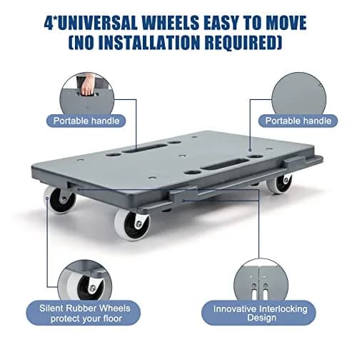 Insdawn Furniture Dolly 2 Pack Gray | Heavy Duty 500 Lb Capacity, Connectable Moving Dollies thumbnail 2
