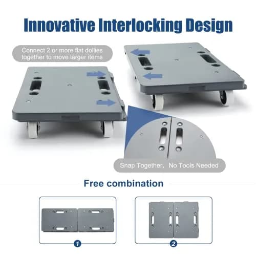 Insdawn Furniture Dolly 2 Pack Gray | Heavy Duty 500 Lb Capacity, Connectable Moving Dollies thumbnail 3