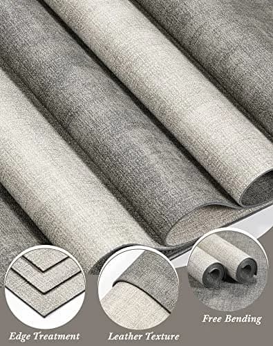 SUEH DESIGN Leather Placemats Set of 6, Light Grey & Smoky Grey | Reversible Non-Slip Table Mats for Dining Kitchen Parties thumbnail 5