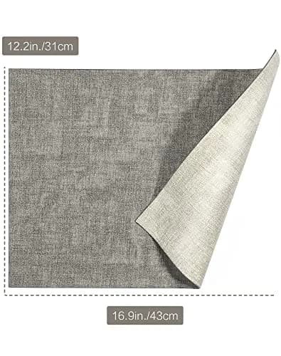 SUEH DESIGN Leather Placemats Set of 6, Light Grey & Smoky Grey | Reversible Non-Slip Table Mats for Dining Kitchen Parties thumbnail 7