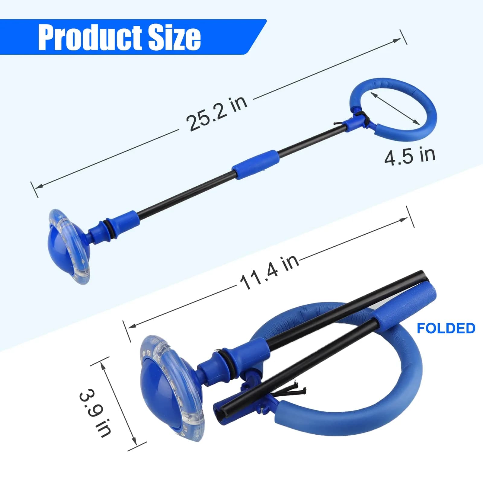 Chridark Ankle Skip Ball Toy with Flash Wheel, Foldable Portable Design, Blue | 0.34 kg (0.75 lb) - view 6