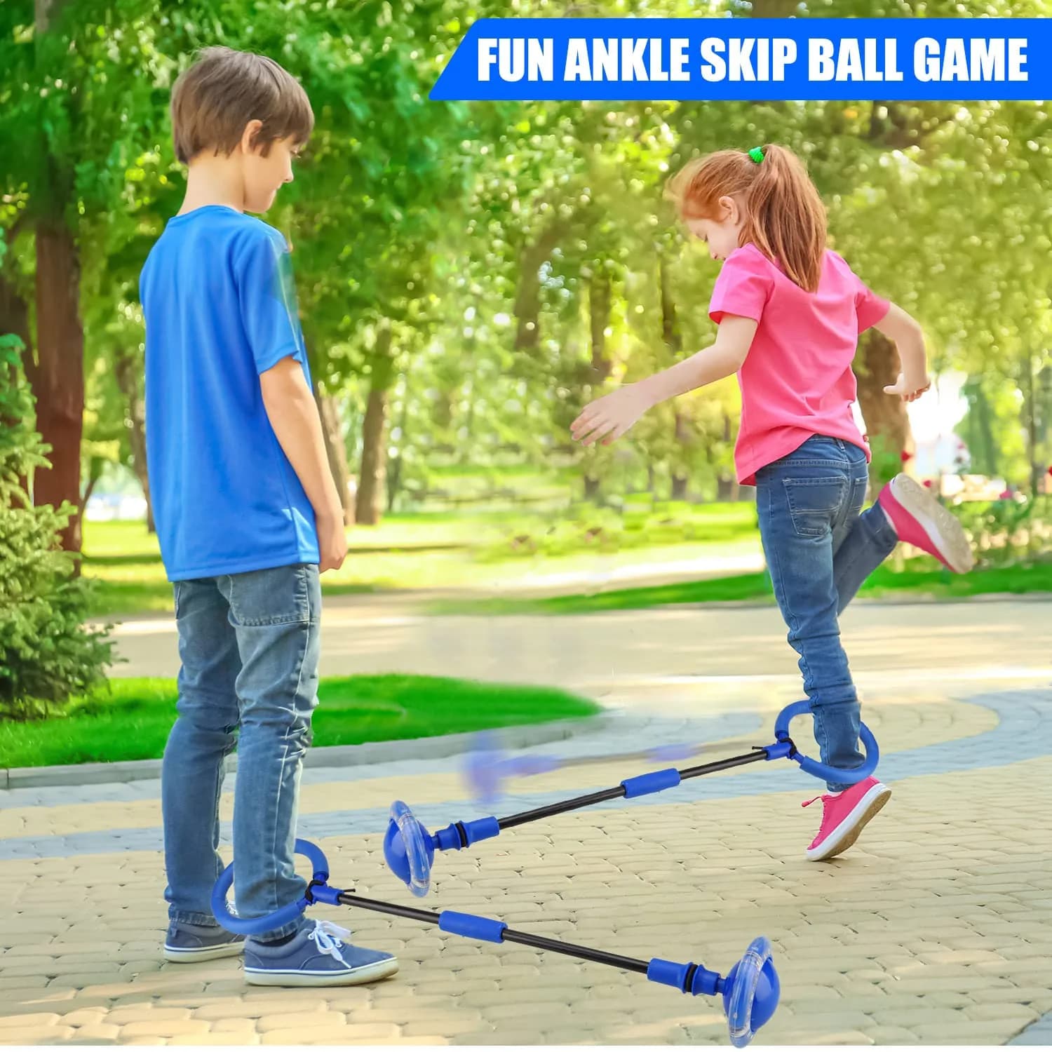 Chridark Ankle Skip Ball Toy with Flash Wheel, Foldable Portable Design, Blue | 0.34 kg (0.75 lb) - view 2