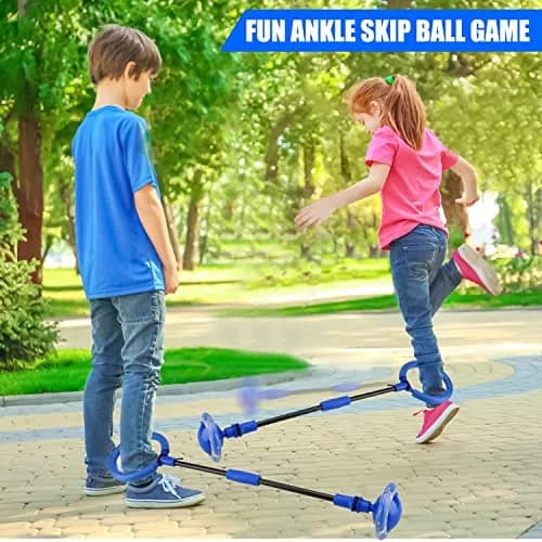Chridark Ankle Skip Ball Toy with Flash Wheel, Foldable Portable Design, Blue | 0.34 kg (0.75 lb) thumbnail 2
