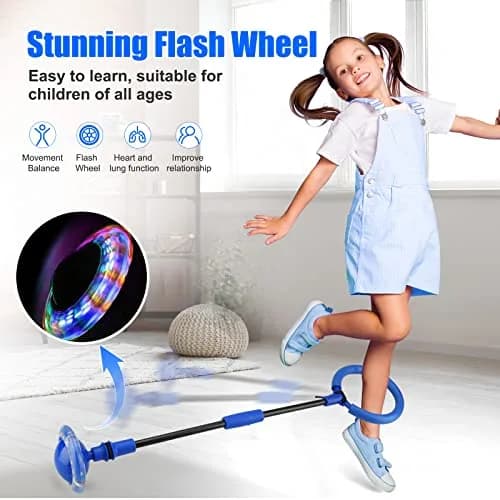Chridark Ankle Skip Ball Toy with Flash Wheel, Foldable Portable Design, Blue | 0.34 kg (0.75 lb) thumbnail 3
