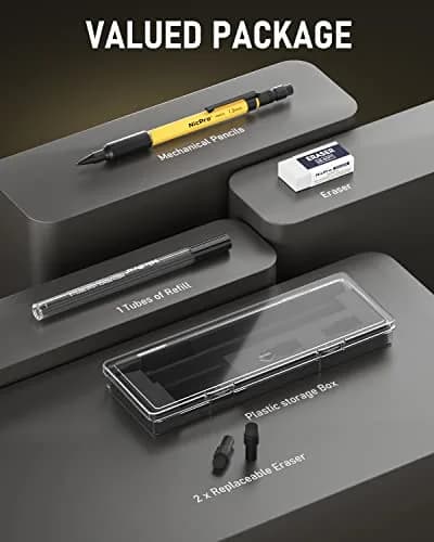 Nicpro MP2000 Yellow 1.3mm Mechanical Pencil Set with Case | Durable, Weatherproof, Smooth Writing thumbnail 5