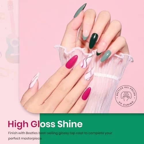 Beetles Gel Nail Polish Set Burgundy Purple Red Green Glitter 6 Colors (7.5ml Each) | 9-Free Formula, Long-Lasting Shine thumbnail 4