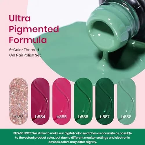 Beetles Gel Nail Polish Set Burgundy Purple Red Green Glitter 6 Colors (7.5ml Each) | 9-Free Formula, Long-Lasting Shine thumbnail 3