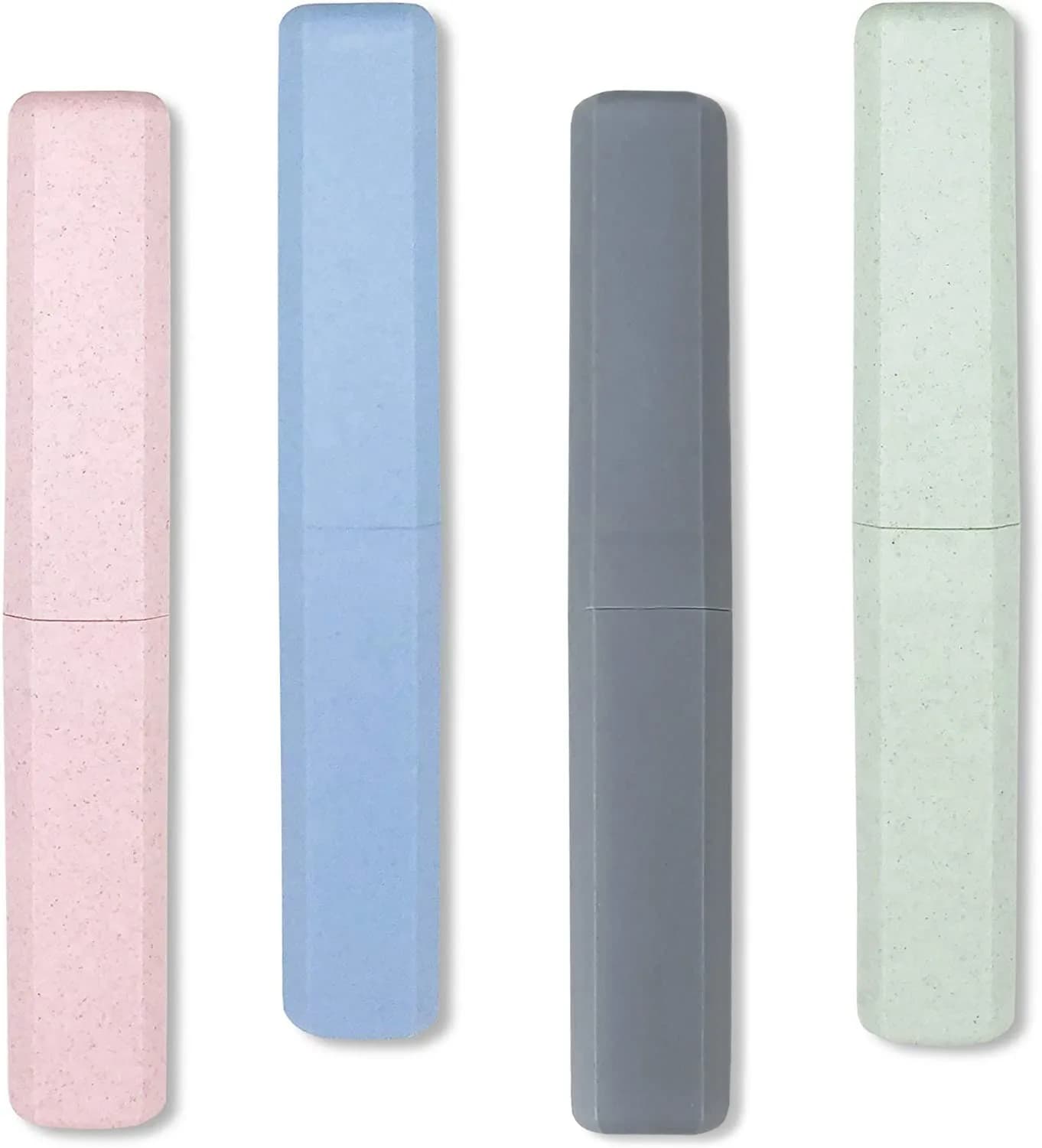 Mulbozy Travel Toothbrush Case, 4 Pack | Breathable Wheat Straw & Plastic, Portable & Eco-Friendly
