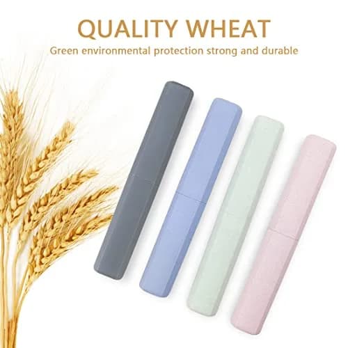 Mulbozy Travel Toothbrush Case, 4 Pack | Breathable Wheat Straw & Plastic, Portable & Eco-Friendly thumbnail 2