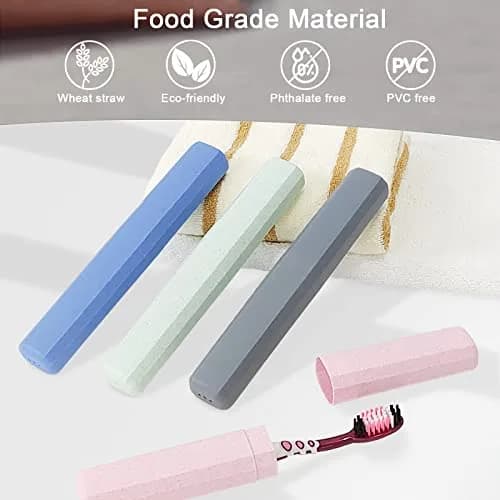 Mulbozy Travel Toothbrush Case, 4 Pack | Breathable Wheat Straw & Plastic, Portable & Eco-Friendly thumbnail 3