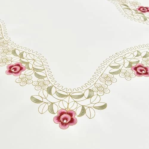 Wolkemer Jacquard Floral Embroidered Rectangle Tablecloth 60 x 84 inch (152.4 x 213.4 cm) | Elegant Beige Cutwork for Dining & Parties thumbnail 6