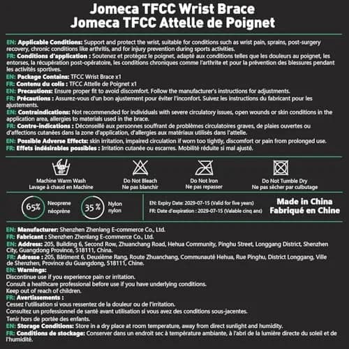 JOMECA Wrist Brace for TFCC Tears with Built-in Ring Pad | Support for Ulnar Wrist Pain & Instability (L/XL) thumbnail 8
