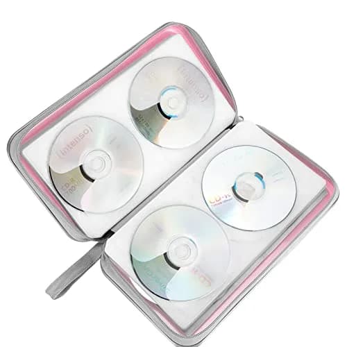 Siveit 96 Capacity CD DVD Storage Binder for Car, Office, Home | Lightweight Portable Disc Organizer (Light Pink) thumbnail 5
