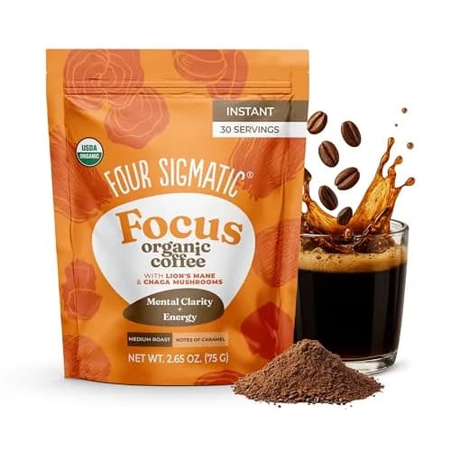 Four Sigmatic Organic Mushroom Coffee Mix with Lion's Mane, Chaga & Rhodiola 30 Servings | 50mg Caffeine Per Serving thumbnail 1