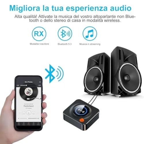 eppfun Bluetooth 5.3 Receiver with NFC & TF Card Slot, 3.5mm AUX/RCA Wireless Audio Adapter for Home Stereo Systems, 10m Range thumbnail 2