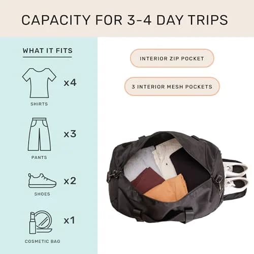 Jadyn 22" Women's Large Duffel/Weekender Bag with Shoe Pocket | Stylish Travel & Sports Bag thumbnail 2