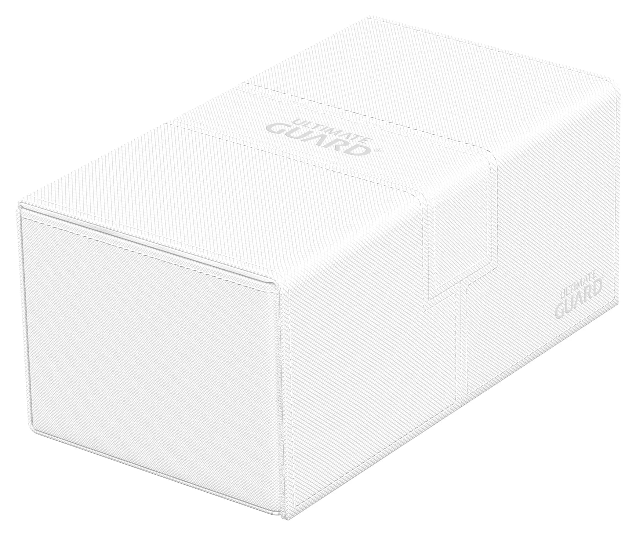 Ultimate Guard Twin Flip'n'Tray 200+ Storage Box for 200 Double-Sleeved TCG Cards | Microfiber & Magnetic Closure — White