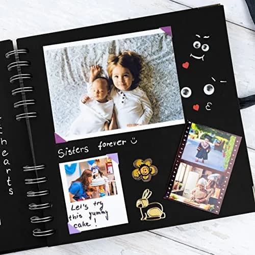 Bstorify Scrapbook Album, 8 x 8 Inch | Durable 60 Pages, Black, Creative Memory Book thumbnail 5