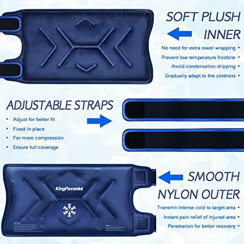KingPavonini XXL Knee Ice Pack Wrap Around Entire Knee 2 Pack | Large Gel Cold Therapy for Pain & Swelling thumbnail 7