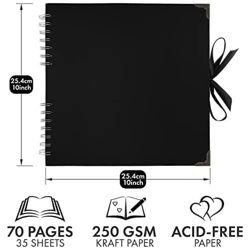 Bstorify Scrapbook Album 10 x 10 Inch Black | Durable & Creative Memory Book thumbnail 2