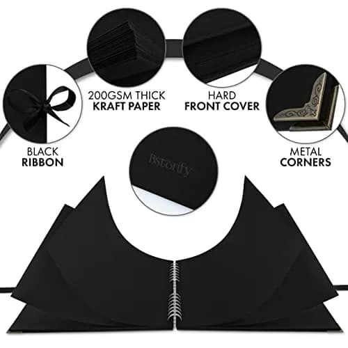 Bstorify Scrapbook Album 10 x 10 Inch Black | Durable & Creative Memory Book thumbnail 3