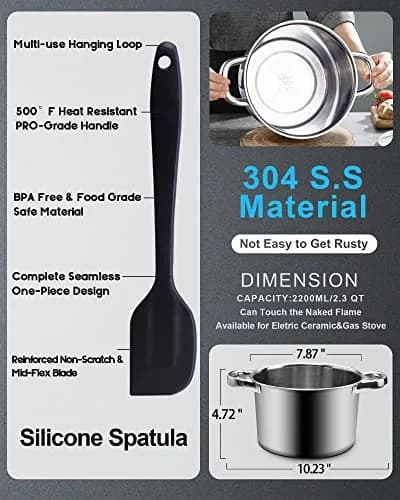 Marsheepy 1200ml Chocolate Melting Pot with 2800ml Stainless Steel Pot | Rust-Proof 304 Steel, Dishwasher Safe thumbnail 5