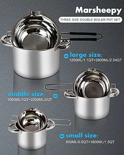 Marsheepy 1200ml Chocolate Melting Pot with 2800ml Stainless Steel Pot | Rust-Proof 304 Steel, Dishwasher Safe thumbnail 6