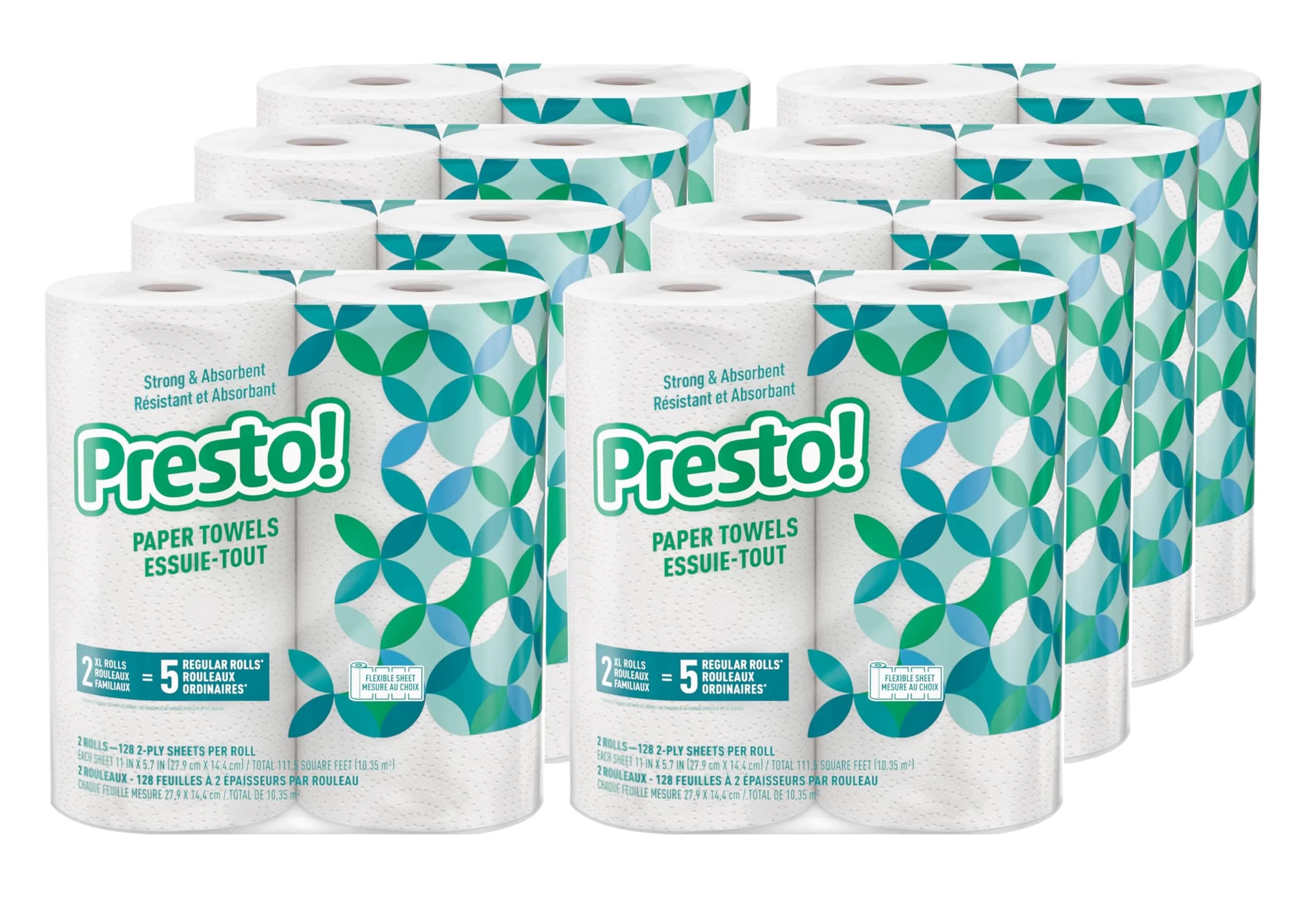 Presto! Flex-a-Size Kitchen Paper Towels, 2048 Sheets (16 Family Rolls) | Strong, Absorbent, Eco-Friendly — 2,048 Sheets