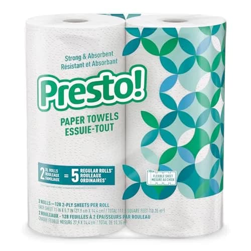 Presto! Flex-a-Size Kitchen Paper Towels, 2048 Sheets (16 Family Rolls) | Strong, Absorbent, Eco-Friendly thumbnail 2