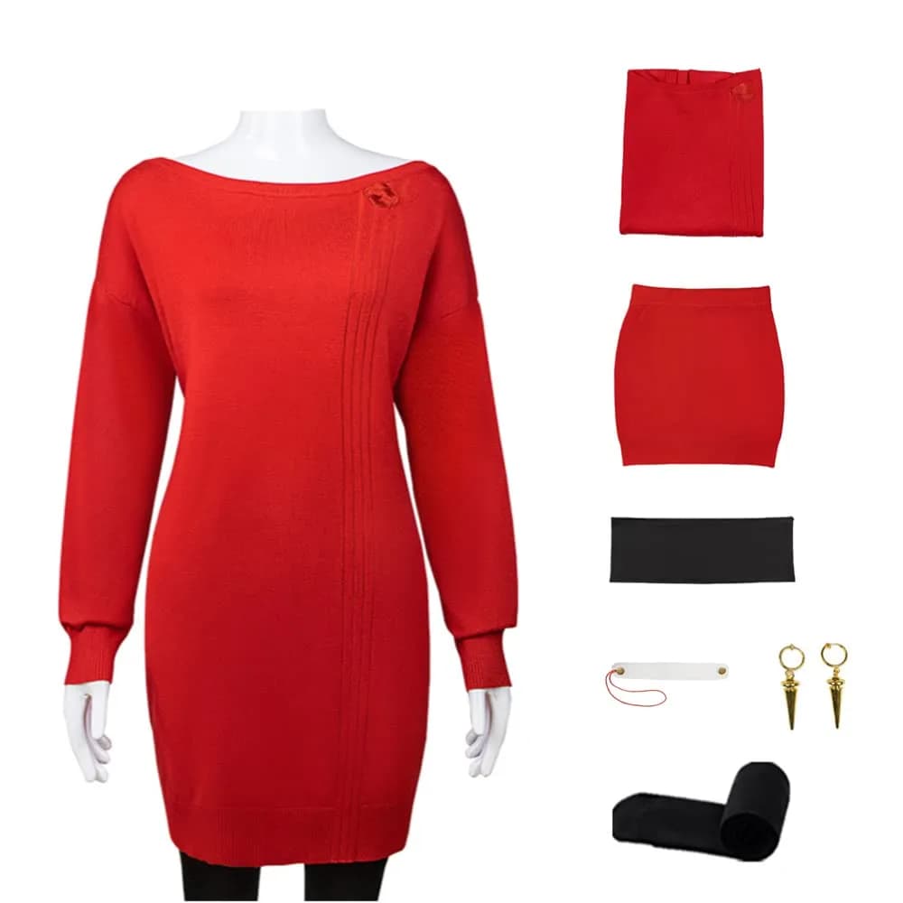 COLSA Yor Cosplay Costume Red Sweater Uniform Set XXL | Anime Character Replica — Yor
