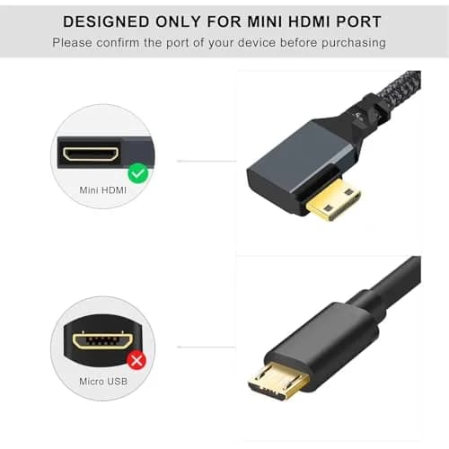 Twozoh Mini HDMI to HDMI Female Adapter Cable Left Angled 90°Degree Supports 4K/60Hz, 1080p 0.6FT | Stable Transmission thumbnail 4