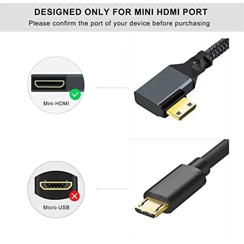 Twozoh Mini HDMI to HDMI Adapter Cable 0.6FT (18cm) | Right Angle 90° Elbow, Nylon Braided, 4K@60Hz Support thumbnail 4