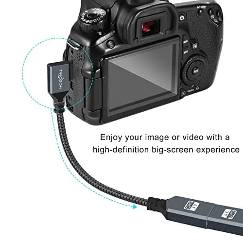 Twozoh Mini HDMI to HDMI Adapter Cable 0.6FT (18cm) | Right Angle 90° Elbow, Nylon Braided, 4K@60Hz Support thumbnail 3