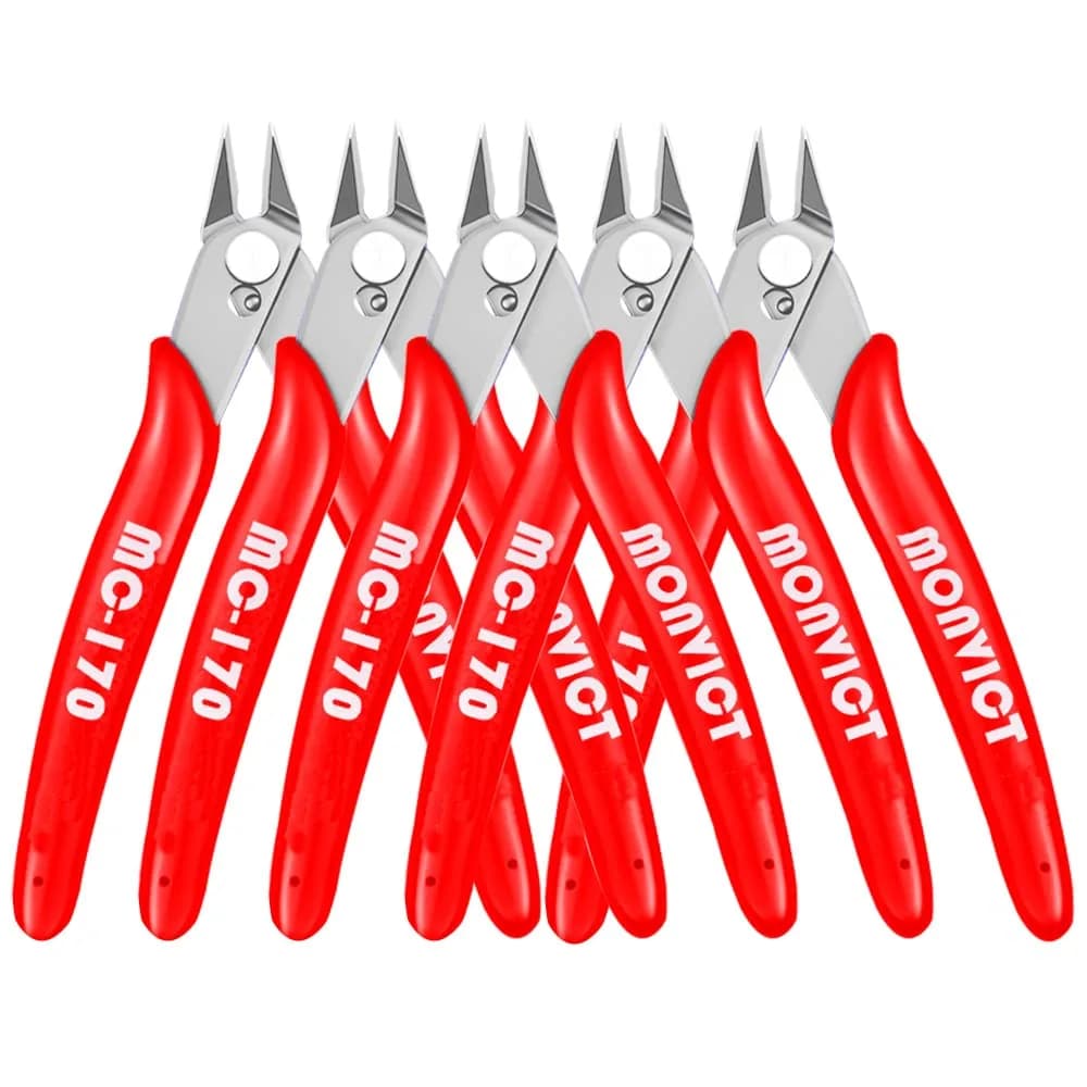 MONVICT 5 Inch Micro Wire Cutters - 5 Pack Flush Cutters with Opening Spring & Ergonomic Handle - main product image
