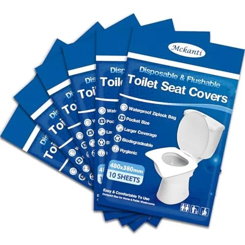 Mckanti XL Disposable Toilet Seat Covers 60 Pack | Biodegradable Travel Essential Accessories thumbnail 1