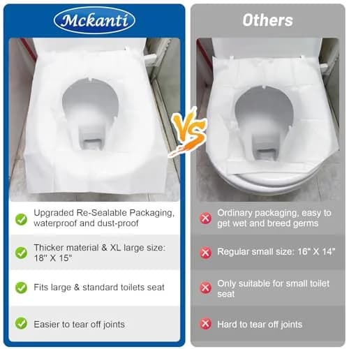 Mckanti XL Disposable Toilet Seat Covers 60 Pack | Biodegradable Travel Essential Accessories thumbnail 4