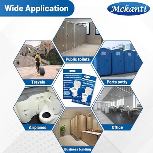 Mckanti XL Disposable Toilet Seat Covers 60 Pack | Biodegradable Travel Essential Accessories thumbnail 5