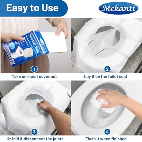 Mckanti XL Disposable Toilet Seat Covers 60 Pack | Biodegradable Travel Essential Accessories thumbnail 6
