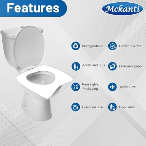 Mckanti XL Disposable Toilet Seat Covers 60 Pack | Biodegradable Travel Essential Accessories thumbnail 7