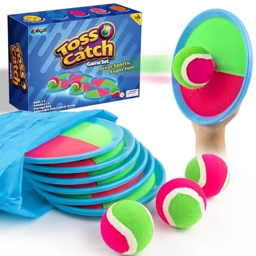 Ayeboovi Sticky Toss and Catch Ball Game 6 Paddles 3 Balls | Outdoor Fun for Ages 3-12 thumbnail 1