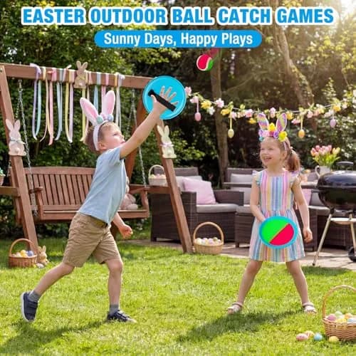 Ayeboovi Sticky Toss and Catch Ball Game 6 Paddles 3 Balls | Outdoor Fun for Ages 3-12 thumbnail 9